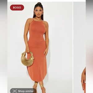 Rust colored sleeveless dress